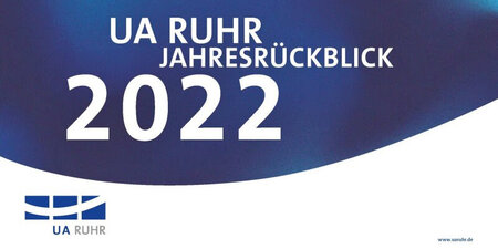 Blue background with the German words “UA Ruhr Jahresrückblick 2022"